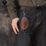 Genuine Leather Keychain Wallet for Men Small Portable Car