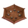 Rolling Folding Hexagon Dice Game Storage Tray PU Leather&Velvet Mat