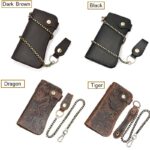 Men's Vintage Crazy Horse Leather Chain Wallet Genuine Leather