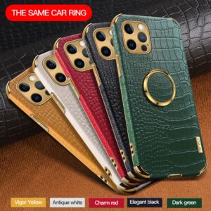 Luxury Crocodile skin leather Wristband Ring Holder Soft case for iphone