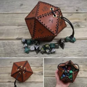 New Leather D20 Dice Bag Polygonal Dice Storage Boxes