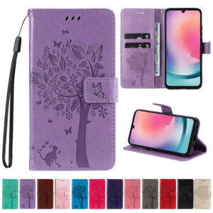 Wallet Tree Embossing Leather Case For Samsung Galaxy