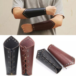 1 PC Cosplay Props Faux Leather Wide Bracer Lace Up Arm Armor Cuff