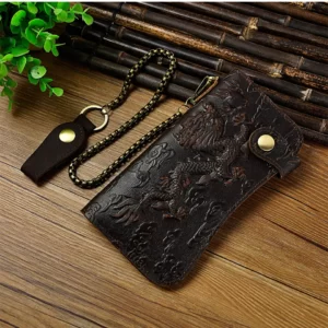 Male Quality leather Dargon Tiger Emboss Fashion Checkbook