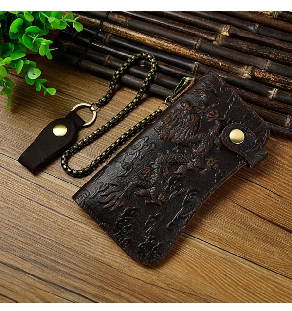 Male Quality leather Dargon Tiger Emboss Fashion Checkbook